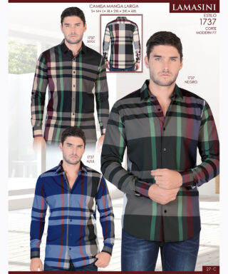 Camisa Vaquera Lamasini 1737 Beige Negro Azul