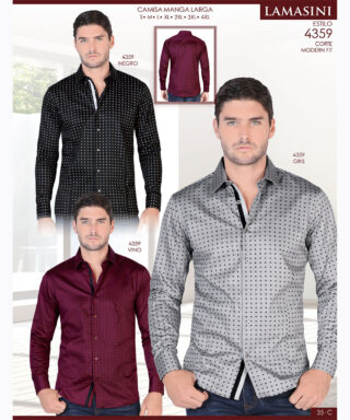 Camisa Vaquera Lamasini 4359 Negro Gris Vino