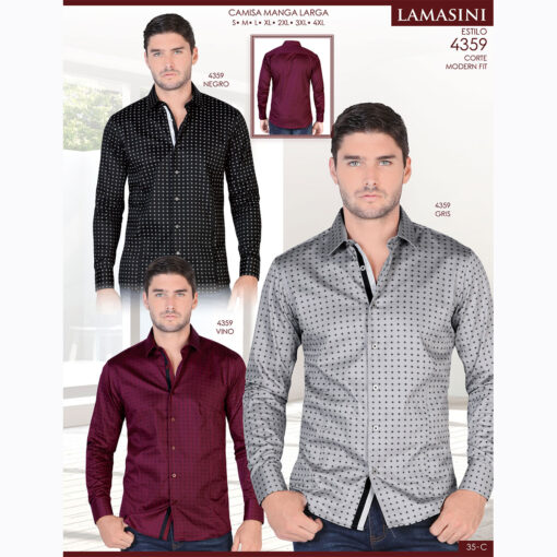 Camisa Vaquera Lamasini 4359 Negro Gris Vino