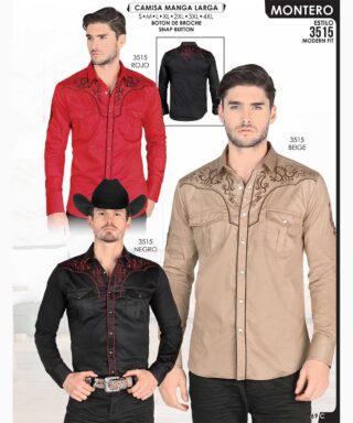 Camisa Vaquera Montero 3515 Rojo Beige Negro