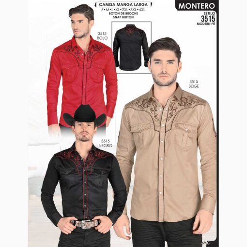 Camisa Vaquera Montero 3515 Rojo Beige Negro