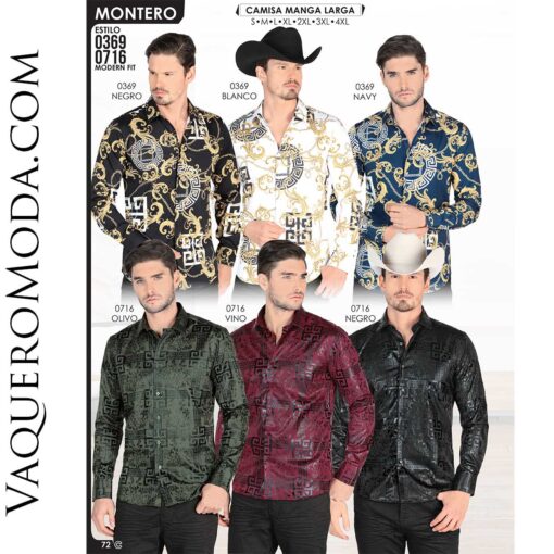 Camisa Vaquera Montero 0369-Negro-Blanco-Navy-0716-Olivo-Vino-Negro