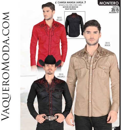 Camisa Vaquera Montero 3515-Rojo-Beige-Negro