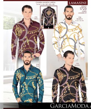 Camisa Vaquera Lamasini 1723-Vino-Blanco-Teal-Negro