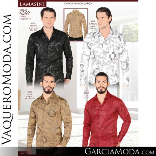 Camisa Vaquera Lamasini 4349-Negro-Blanco-Camel-Rojo