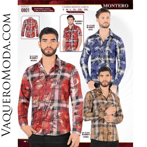 Camisa Vaquera Montero 0801-Azul-Negro-Camel