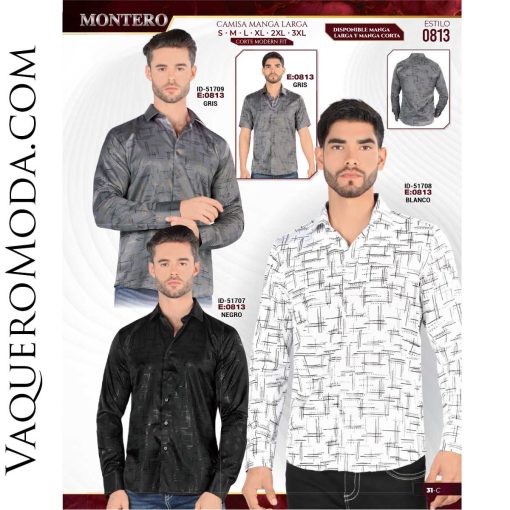 Camisa Vaquera Montero 0813-Gris-Blanco-Negro