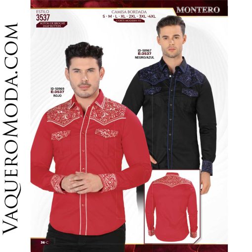 Camisa Vaquera Montero 3537-Negro_Azul-Rojo