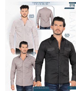 Camisa Vaquera Lamasini 0116-Blanco-Negro-Grey