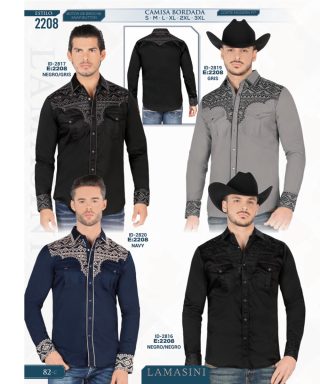 Camisa Vaquera Lamasini 2208-Negro_Gris-Gris-Navy-Negro_Negro