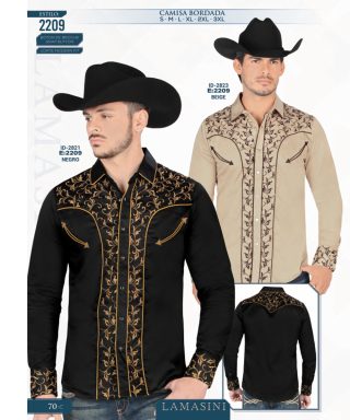 Camisa Vaquera Lamasini 2209-Beige-Negro