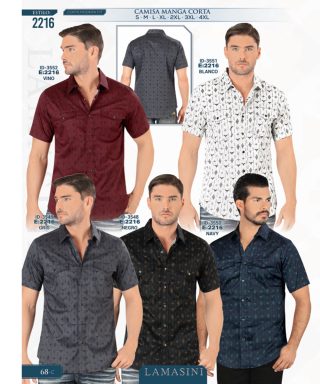 Camisa Vaquera Lamasini 2216-Vino-Blanco-Gris-Negro-Navy